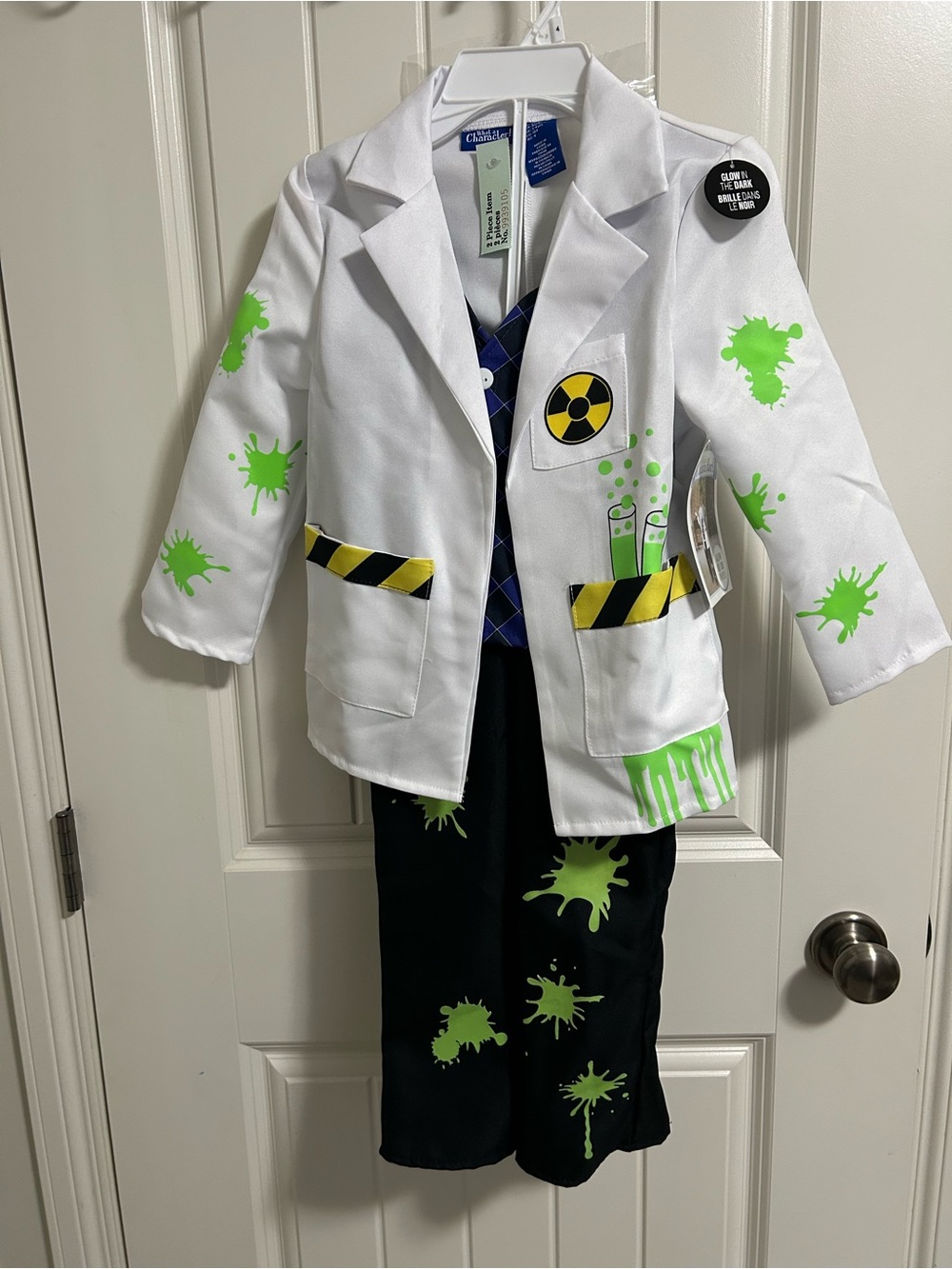 Child’s Mad Scientist Costume Jacket and Pants with Green Slime Accents